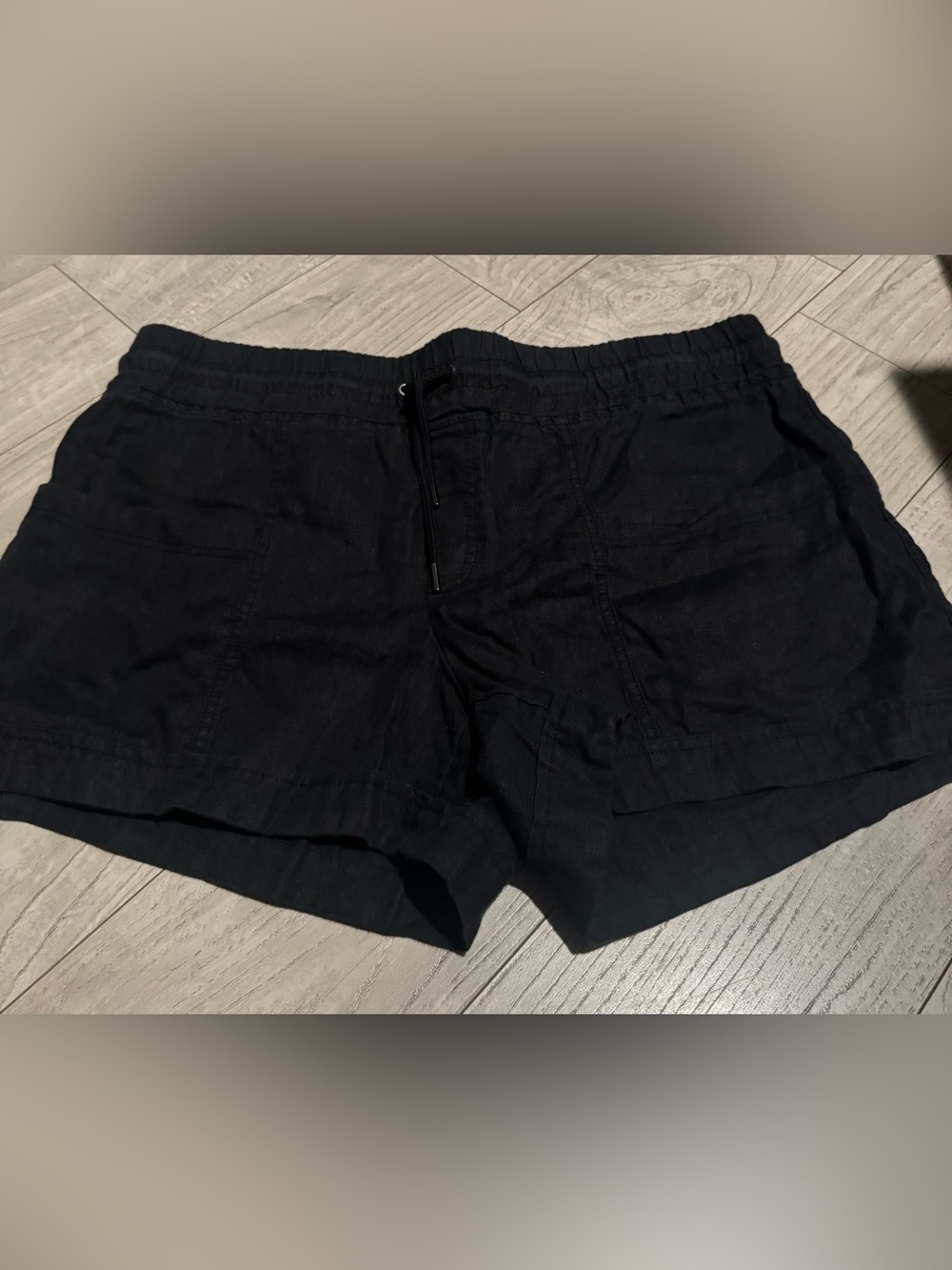 Athleta WoMen's Linen Black Drawstring Athletic Shorts